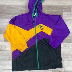 Vintage Nike Purple Yellow Soccer Windbreaker